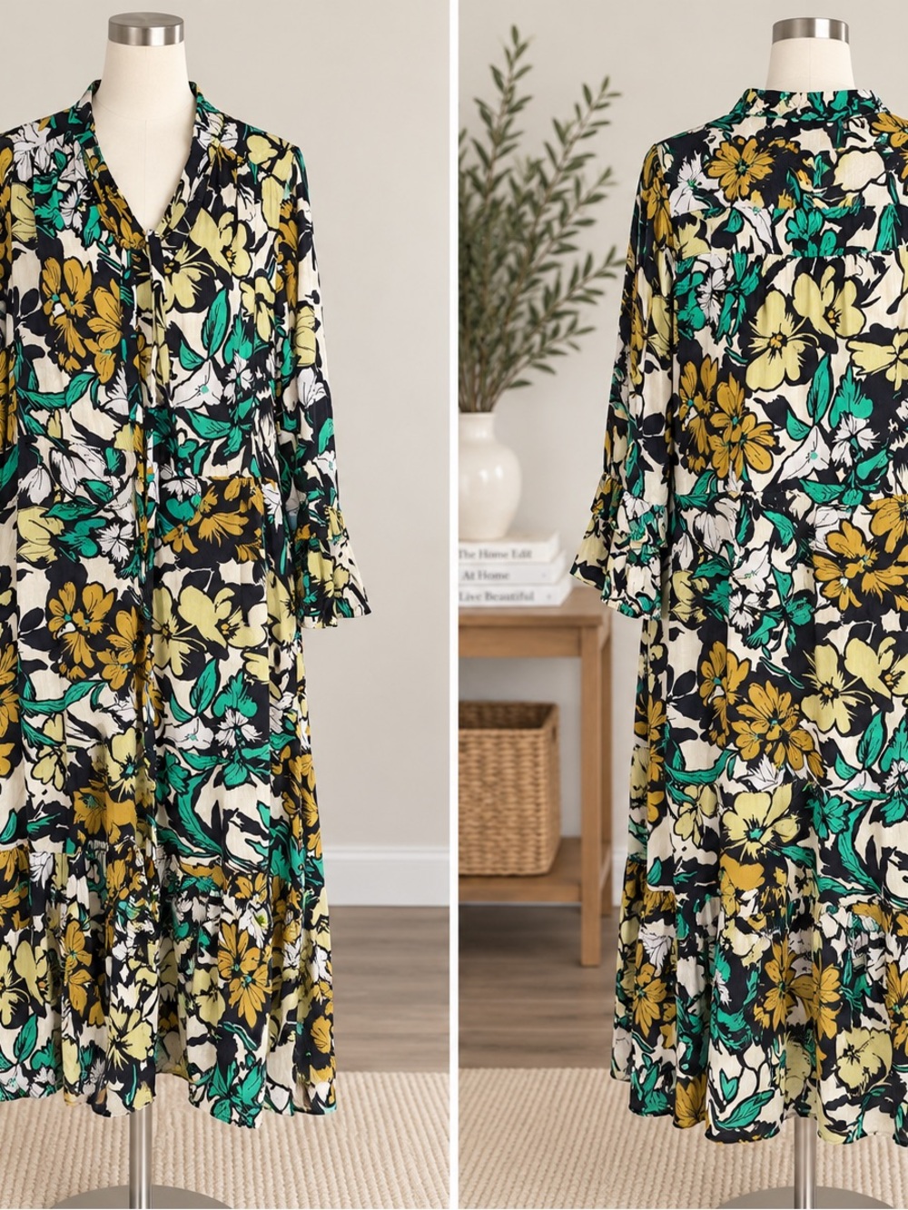 eci New York Floral Maxi Dress Size M